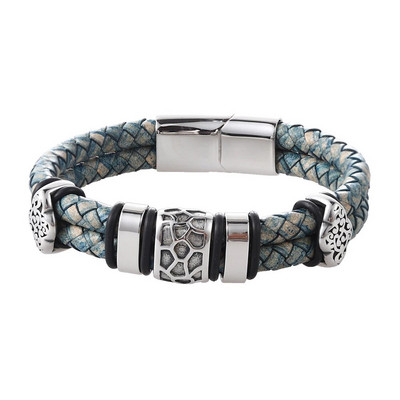 Nerūsējošā tērauda aksesuāri Divslāņu ādas rokassprādze Unisex rotaslietas retro rokassprādze 7 krāsu klasiska izskata dāvanai vīriešiem