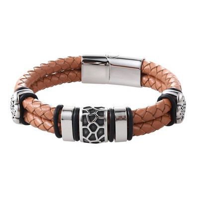 Nerūsējošā tērauda aksesuāri Divslāņu ādas rokassprādze Unisex rotaslietas retro rokassprādze 7 krāsu klasiska izskata dāvanai vīriešiem