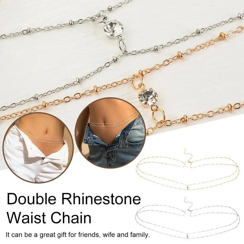 Kétrétegű gyöngylánc hölgyeknek derék haslánc nyári strandon szexi kígyólánc ékszer nőknek ajándékok 1db/szett