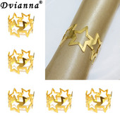 Δαχτυλίδι για χαρτοπετσέτες 8 τμχ Hollow Out Star για Διακοσμήσεις πάρτι 4ης Ιουλίου Χρυσή μεταλλική πετσέτα με πόρπη διακόσμηση γάμου HWM242