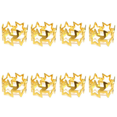 Δαχτυλίδι για χαρτοπετσέτες 8 τμχ Hollow Out Star για Διακοσμήσεις πάρτι 4ης Ιουλίου Χρυσή μεταλλική πετσέτα με πόρπη διακόσμηση γάμου HWM242