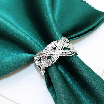 Δαχτυλίδι από υφαντό χαρτοπετσέτα 4 τεμ. Απλή χρυσή ασημί Χρώμα θήκη για δαχτυλίδια για πετσέτα γάμου για βρεφικό πάρτι διακόσμηση τραπεζαρίας HWM133