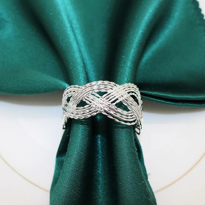 4Gb Austs salvešu gredzens vienkāršs zelta sudraba krāsas salvešu gredzenu turētājs kāzu bērnu dušas ballītei pusdienu galda dekors HWM133