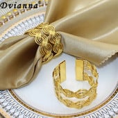 6 τμχ Μεταλλικό υφαντό ανοιχτό δαχτυλίδι χαρτοπετσέτας Χειροποίητο πλεκτό πλεκτό αγκράφες για στήσιμο τραπεζιού Γάμος Ευχαριστιών Διακόσμηση σπιτιού HWM133