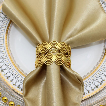 6 τμχ Μεταλλικό υφαντό ανοιχτό δαχτυλίδι χαρτοπετσέτας Χειροποίητο πλεκτό πλεκτό αγκράφες για στήσιμο τραπεζιού Γάμος Ευχαριστιών Διακόσμηση σπιτιού HWM133