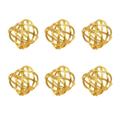 6 τμχ Μεταλλικό υφαντό ανοιχτό δαχτυλίδι χαρτοπετσέτας Χειροποίητο πλεκτό πλεκτό αγκράφες για στήσιμο τραπεζιού Γάμος Ευχαριστιών Διακόσμηση σπιτιού HWM133