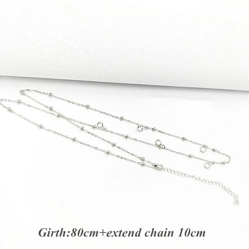 Sudrabota krāsa Seksīga kristāla stikla vēdera jostas jostasvietas ķēde sievietēm vasaras pludmales bikini festivāla aksesuāri ķermeņa ķēdes rotaslietas