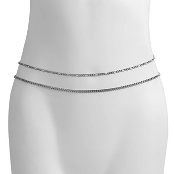 Ανδρικές αλυσίδες κοιλιάς Hip Hop για Μινιμαλισμό Μέσης Basic Multi Layer Silver Χρώμα Sexy Body Chain Κοσμήματα Γυναικεία Unisex Bijoux