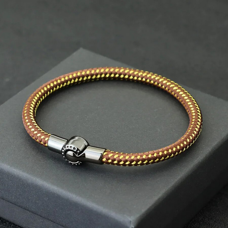 Noter Brățară la modă frânghie bărbați creativ cu cataramă neagră țesătură brățară brățară pentru bărbați Accesorii de festival Pulseira Corda Masculina