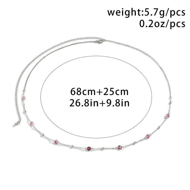 Salircon Minimālisms Sudraba krāsa Metāla slaida Ķēde Vēders Viduklis Ķēde Mode Kristāla Stikls Vasaras Sievietes Seksīgi Bikini Ķermeņa Rotaslietas