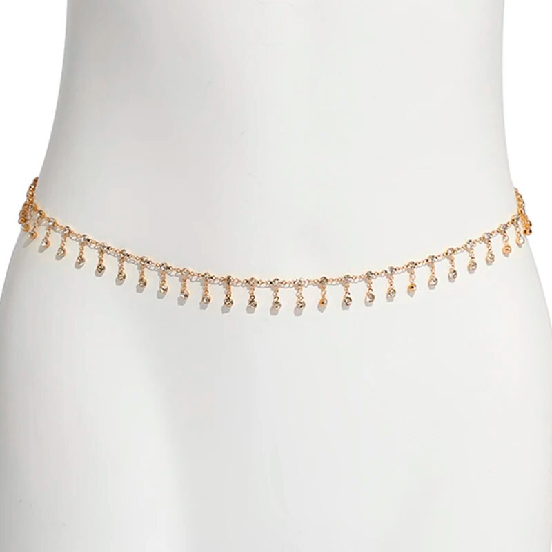 Jaunas modes panku rhinestone pušķu vēderķēdes sievietēm jostasvietā Luksusa spīduma seksīga ķermeņa ķēde Y2K rotaslietas minimālisma aksesuāri