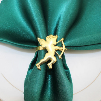8 τμχ Χρυσό Έρως Δαχτυλίδι Πόρπη από πετσέτα κορώνα για το γαμήλιο δείπνο του Αγίου Βαλεντίνου Χριστουγεννιάτικο τραπέζι γενεθλίων