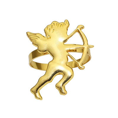 8Gb Gold Cupid salvešu gredzens kroņa salvešu sprādze Valentīna dienas kāzu vakariņām Ziemassvētku dzimšanas dienas galda dekorēšanai