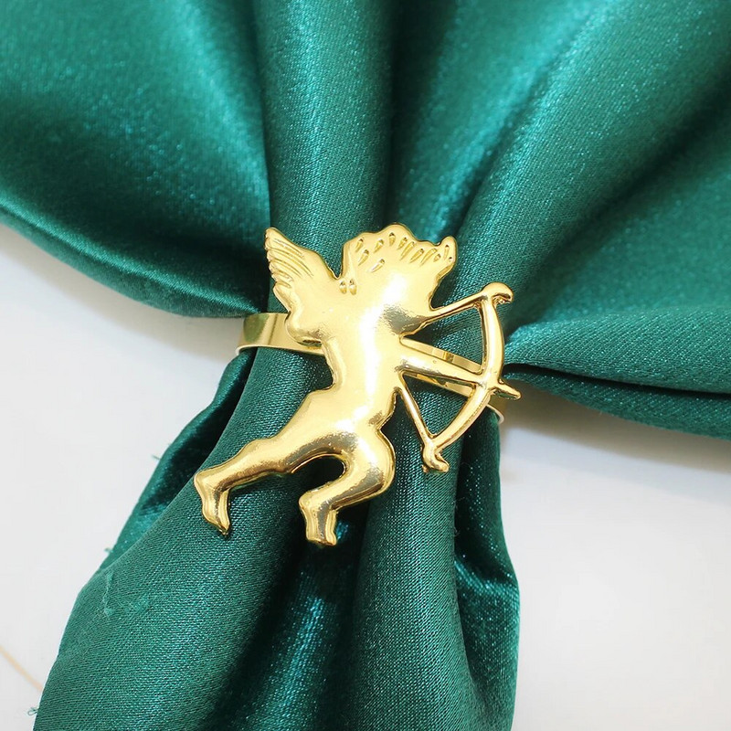 8Gb Gold Cupid salvešu gredzens kroņa salvešu sprādze Valentīna dienas kāzu vakariņām Ziemassvētku dzimšanas dienas galda dekorēšanai