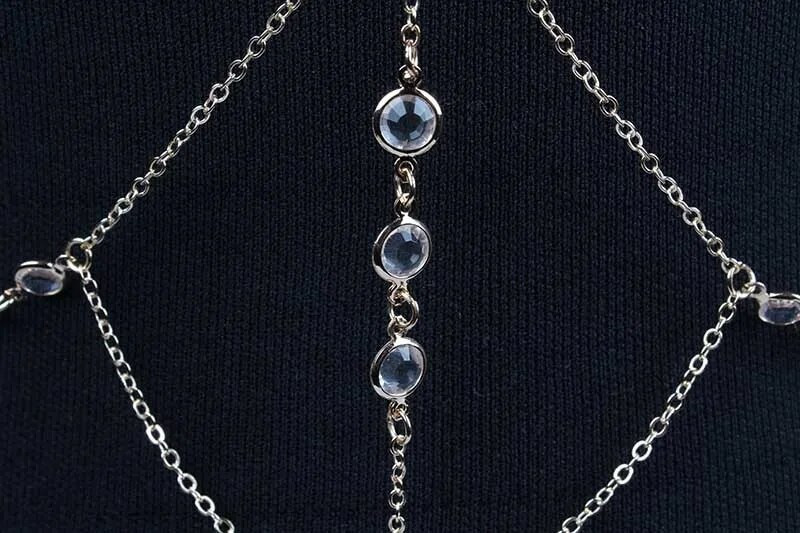 Rhinestone ķēdes kaklarotas rotaslietas sievietēm Statement Long pušķis Choker Crystal Collar Party Juvelierizstrādājumu krūštura ķēde