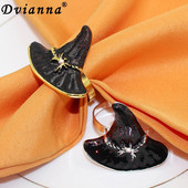 8Gb Helovīna raganu cepures salvešu gredzeni maģiska stila melna emalja raganu salvešu turētājs Helovīna tematisko ballīšu kāzu dekorēšanai