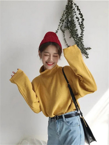 Ζωντανό φαρδύ πλεκτό μπλουζάκι Κορεάτικο μακρυμάνικο γυναικείο πουλόβερ υπερμεγέθη 80 κιλών Φθινοπωρινό πουλόβερ Κομψά πλεκτά πουλόβερ από κάτω