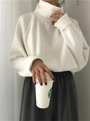 Водолазка Свободни плетени горнища Корейски пуловер с дълъг ръкав Дамски пуловер Oversize 80 кг Есенен пуловер Елегантен трикотаж Джъмпер с дъно