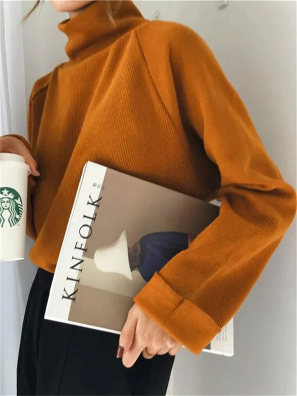 Ζωντανό φαρδύ πλεκτό μπλουζάκι Κορεάτικο μακρυμάνικο γυναικείο πουλόβερ υπερμεγέθη 80 κιλών Φθινοπωρινό πουλόβερ Κομψά πλεκτά πουλόβερ από κάτω