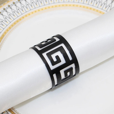 12 gab. Ieroču melni metāla salvešu turētāji dobi, apaļi salvešu gredzeni kāzu ballītei Ziemassvētku Helovīna dekorēšanai HWM35