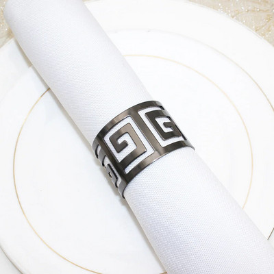 12 gab. Ieroču melni metāla salvešu turētāji dobi, apaļi salvešu gredzeni kāzu ballītei Ziemassvētku Helovīna dekorēšanai HWM35