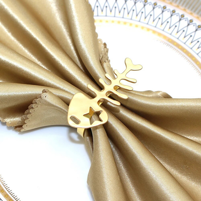 12Gb Matēti zelta salvešu gredzeni Mīlīgs metāla zivju salvešu turētājs kāzu galda dekorēšanai dzimšanas dienas Ziemassvētku ballītes vakariņās HWM229