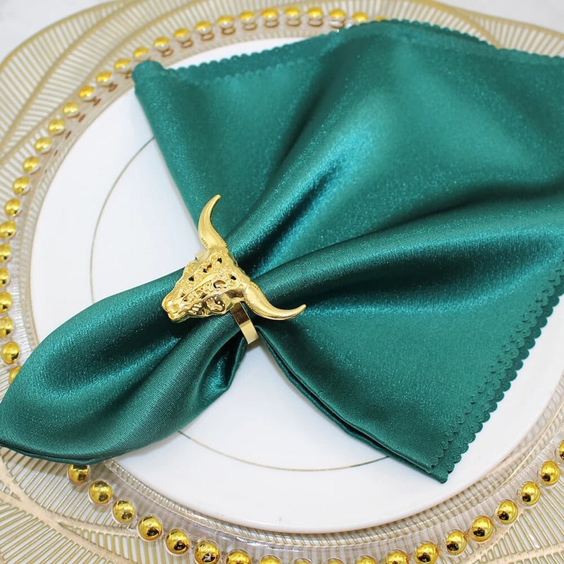 8 τμχ Αλουμίνιο δαχτυλίδια χαρτοπετσέτας κεφαλής αγελάδας βοοειδών Μεταλλική θήκη χαρτοπετσέτας με κέρατο αγελάδας ζώων για δείπνο Γάμοι Δεξιώσεις Καθημερινή χρήση