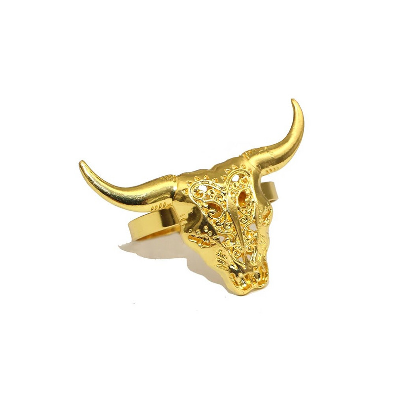 8 τμχ Αλουμίνιο δαχτυλίδια χαρτοπετσέτας κεφαλής αγελάδας βοοειδών Μεταλλική θήκη χαρτοπετσέτας με κέρατο αγελάδας ζώων για δείπνο Γάμοι Δεξιώσεις Καθημερινή χρήση
