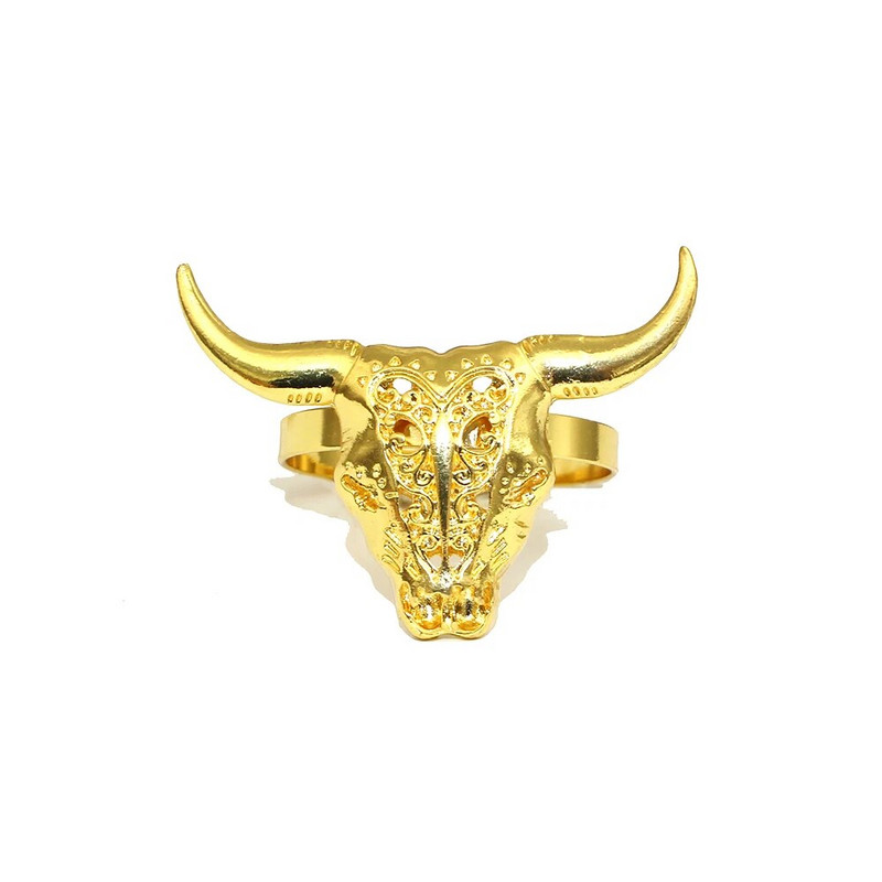 8 τμχ Αλουμίνιο δαχτυλίδια χαρτοπετσέτας κεφαλής αγελάδας βοοειδών Μεταλλική θήκη χαρτοπετσέτας με κέρατο αγελάδας ζώων για δείπνο Γάμοι Δεξιώσεις Καθημερινή χρήση