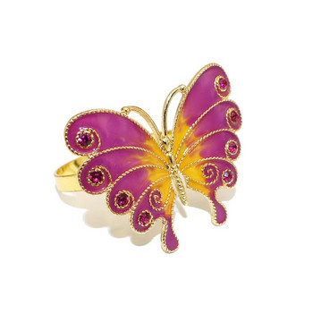 8PCS Очарователни лилави пръстени за салфетки с пеперуди Емайлирани летящи насекоми Катарама за салфетки за коледна сватба Декорация на домашна вечеря HWE107