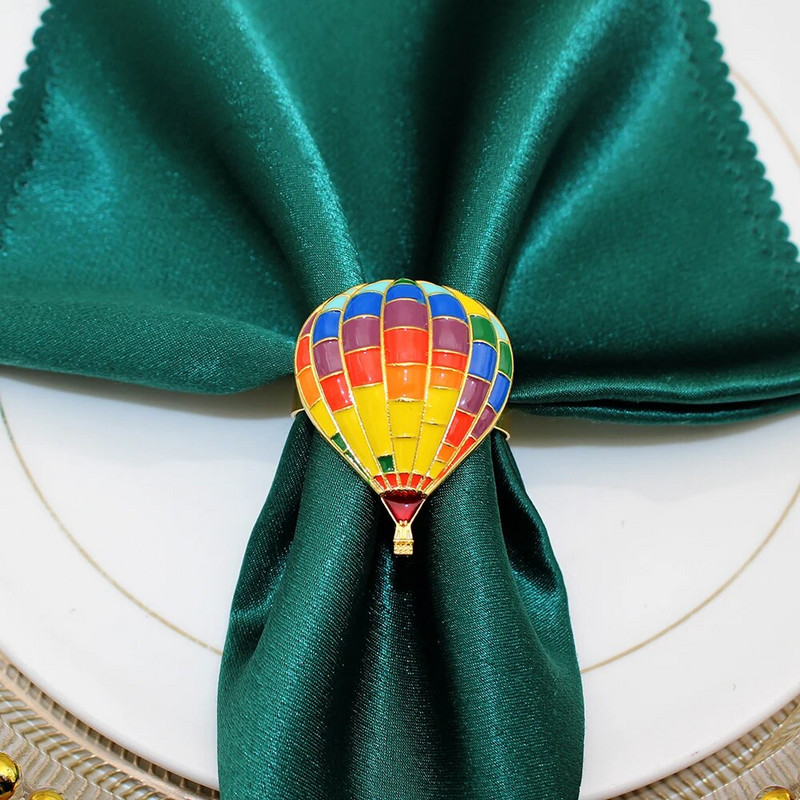 8db új érkezésű hőlégballon szalvéta gyűrű tartó karácsonyi esküvőre babazuhany születésnapi buli asztaldíszek HWC300