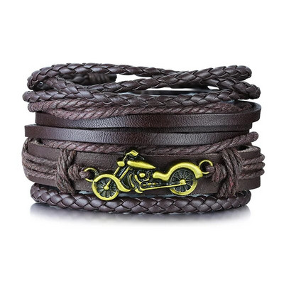 Ανδρικά φτερά Δερμάτινα Σετ βραχιολιών με μανσέτες Βραχιόλι με περιτύλιγμα Πολλαπλών σκελών Βραχιόλι μποέμικο κοσμήματα Δώρα για αυτόν