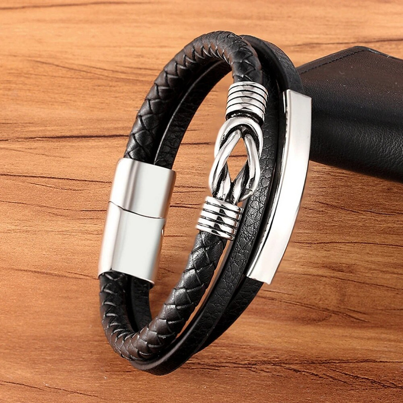 TYO vīriešu rokassprādze īstas ādas pīta virve Moderns šarms nerūsējošā tērauda vairumtirdzniecība aksesuāri aproces Rotaslietas vairumtirdzniecība