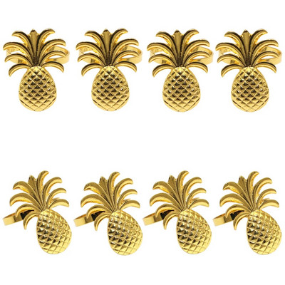 8Gb ananāsu salvešu gredzeni metāla salvešu turētāji Ziemassvētku kāzu dzimšanas dienai Hawaii Baby Shower ballīšu galda dekorēšana HWM251
