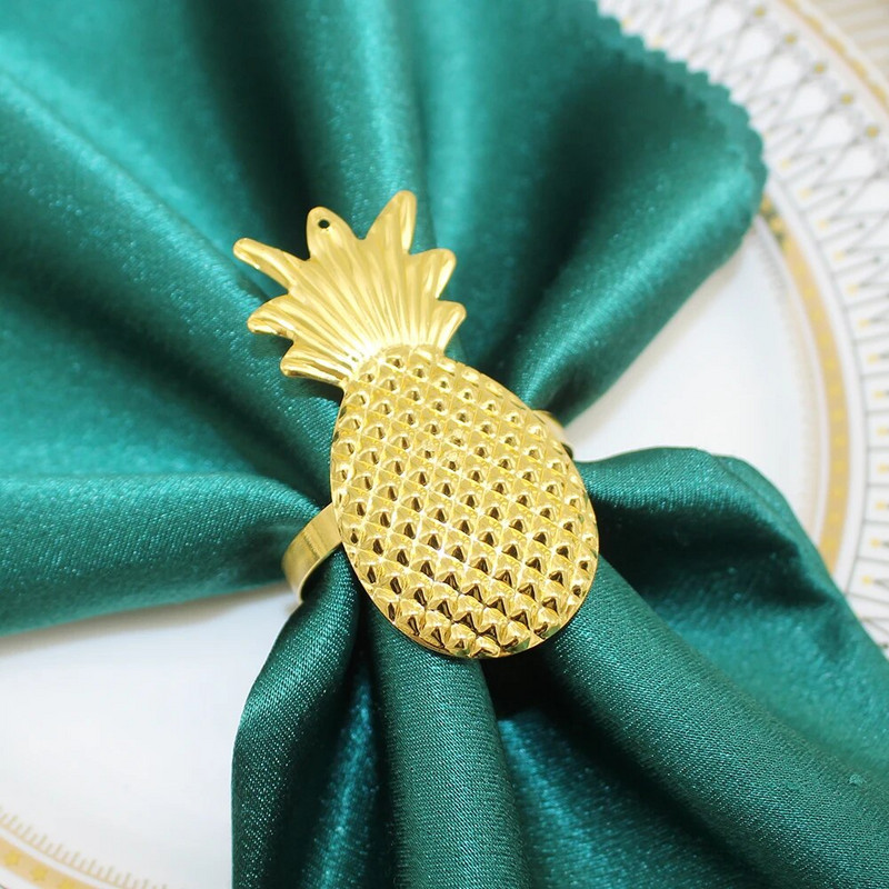 8Gb ananāsu salvešu gredzeni metāla salvešu turētāji Ziemassvētku kāzu dzimšanas dienai Hawaii Baby Shower ballīšu galda dekorēšana HWM251