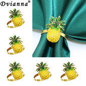 6Gb. Modes ananāsu salvešu gredzeni Emaljas citrona salvešu turētājs Ziemassvētku kāzu dzimšanas dienas svinību galda rotājumiem HWE23