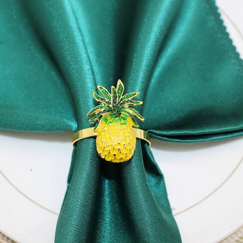 6 бр. Модни пръстени за салфетки от ананас Емайлиран лимонов държач за салфетки за Коледа, сватба, рожден ден, декорации за маса HWE23