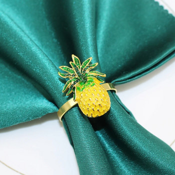 6 τμχ Μόδα δαχτυλίδια για χαρτοπετσέτα ανανά σμάλτο Λεμόνι για χαρτοπετσέτα για Χριστουγεννιάτικο γάμο Διακοσμήσεις τραπεζιού γενεθλίων HWE23
