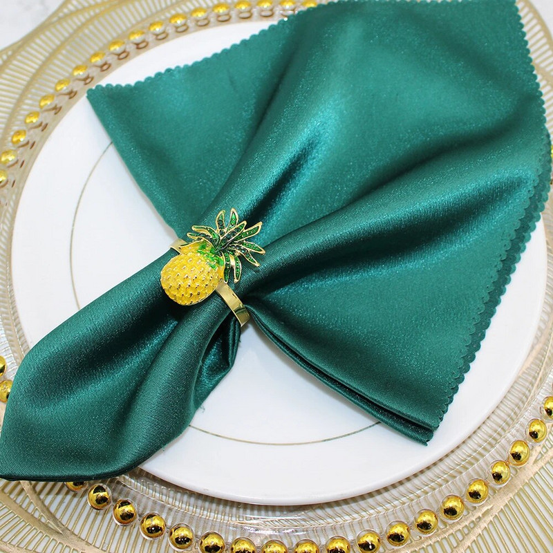 6Gb. Modes ananāsu salvešu gredzeni Emaljas citrona salvešu turētājs Ziemassvētku kāzu dzimšanas dienas svinību galda rotājumiem HWE23