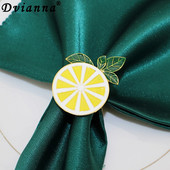 Dvianna 6Gb Citronu salvešu gredzeni Metāla salvešu turētāji dzimšanas dienas kāzām Pavasaris Vasaras vakariņu galda rotājumi HWE96