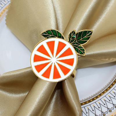 Dvianna 6Gb Citronu salvešu gredzeni Metāla salvešu turētāji dzimšanas dienas kāzām Pavasaris Vasaras vakariņu galda rotājumi HWE96