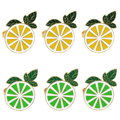 Dvianna 6Gb Citronu salvešu gredzeni Metāla salvešu turētāji dzimšanas dienas kāzām Pavasaris Vasaras vakariņu galda rotājumi HWE96