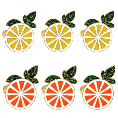 Dvianna 6Gb Citronu salvešu gredzeni Metāla salvešu turētāji dzimšanas dienas kāzām Pavasaris Vasaras vakariņu galda rotājumi HWE96