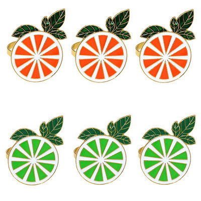 Dvianna 6Gb Citronu salvešu gredzeni Metāla salvešu turētāji dzimšanas dienas kāzām Pavasaris Vasaras vakariņu galda rotājumi HWE96