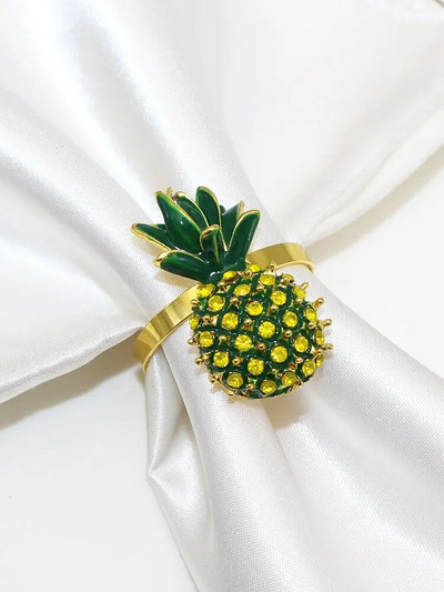 Dvianna 6Gb Citronu salvešu gredzeni Metāla salvešu turētāji dzimšanas dienas kāzām Pavasaris Vasaras vakariņu galda rotājumi HWE96