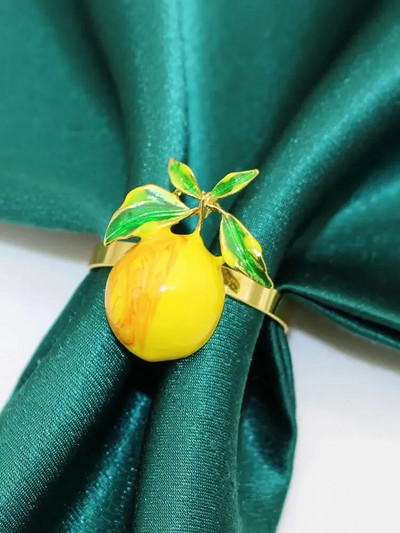 Dvianna 6Gb Citronu salvešu gredzeni Metāla salvešu turētāji dzimšanas dienas kāzām Pavasaris Vasaras vakariņu galda rotājumi HWE96