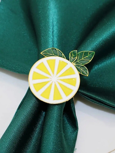 Dvianna 6Gb Citronu salvešu gredzeni Metāla salvešu turētāji dzimšanas dienas kāzām Pavasaris Vasaras vakariņu galda rotājumi HWE96