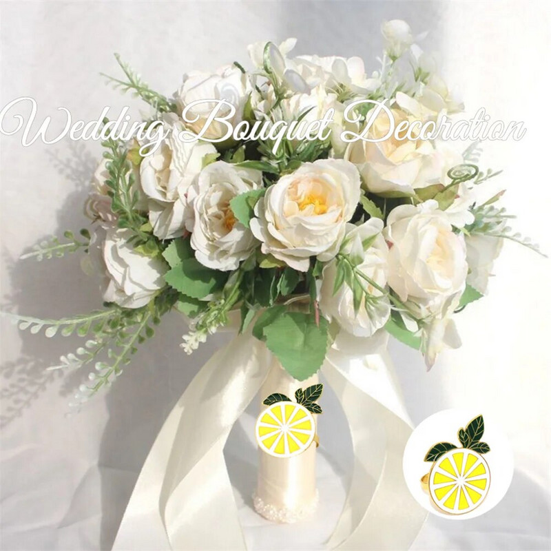 Dvianna 6Gb Citronu salvešu gredzeni Metāla salvešu turētāji dzimšanas dienas kāzām Pavasaris Vasaras vakariņu galda rotājumi HWE96