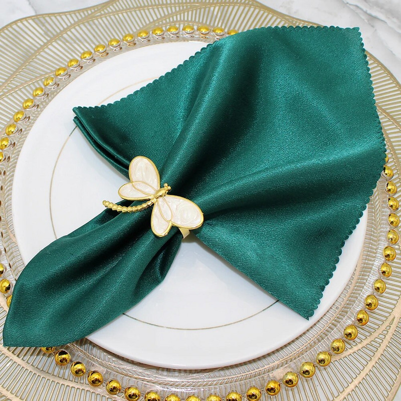 4Gb Butterfly salvešu gredzeni Sudraba spāres salvešu turētāji kāzu pavasara ballītei Lieldienu banketu vakariņām Mājas viesnīcas galda dekors