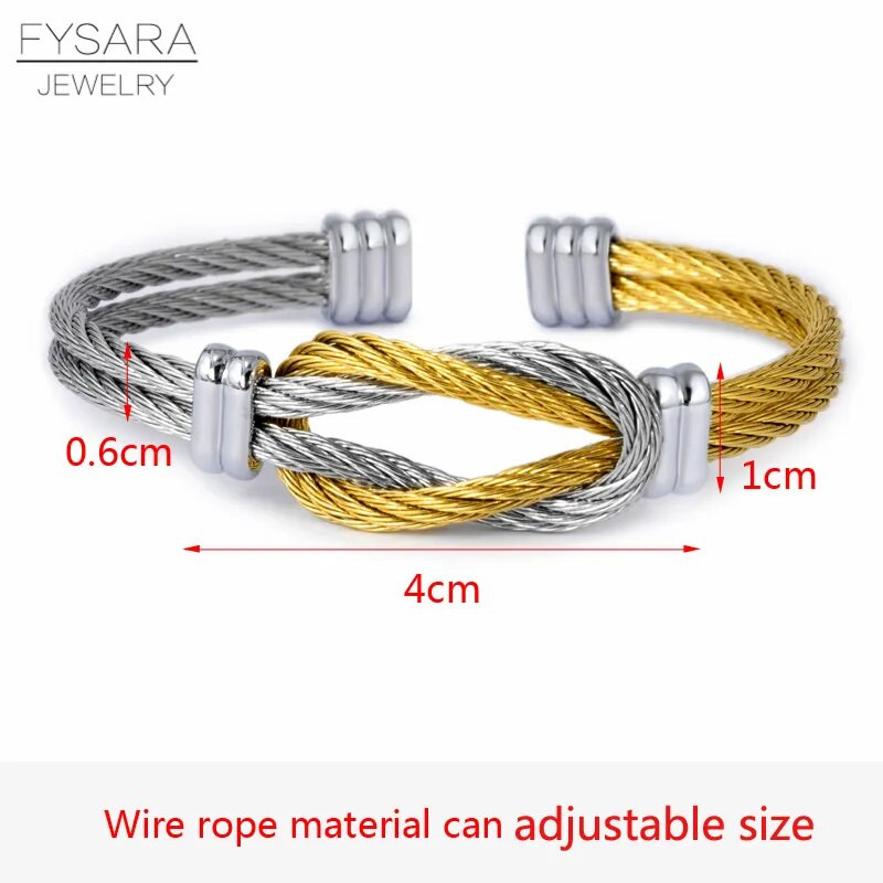 FYSARA titaanterasest meeste keerdkaablist käevõrud ja käevõrud Unisex punk ehted, must Prantsusmaa mansetisõlme käevõru hulgimüük